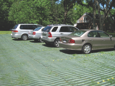 Grass Reinforcement mesh from typar installed for parking lot reinforcement